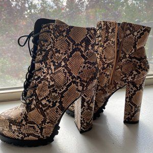 Snakeskin platform boots